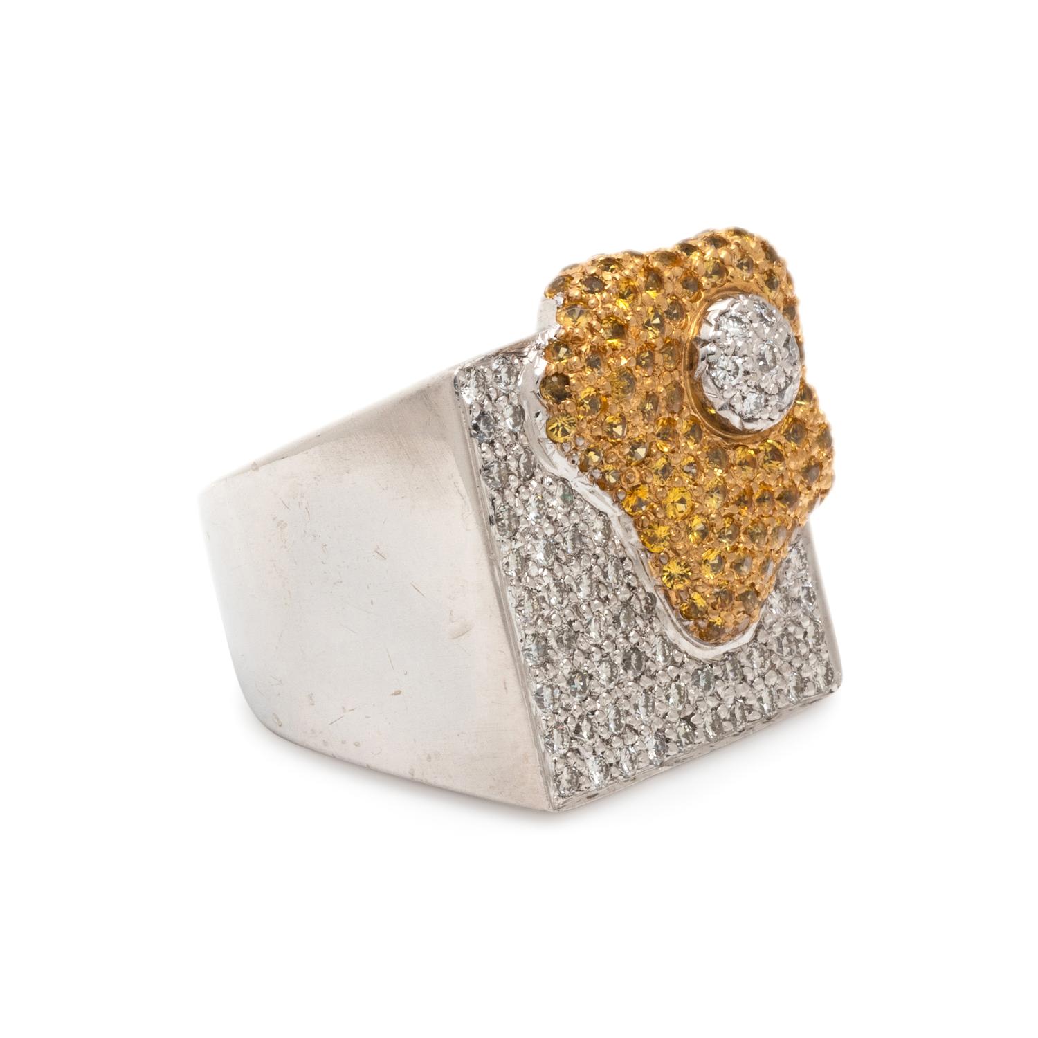 DIAMOND AND YELLOW SAPPHIRE RING