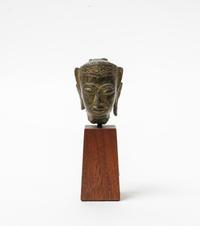 A Thai Gilt Bronze Head of Buddha Height of bronze 2 1/2 inches.