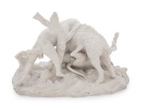 A Sèvres Bisque Porcelain La Chasse au Sanglier Figural Group