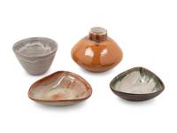 Collection of Four Works; Three Small Bowls and One Vase