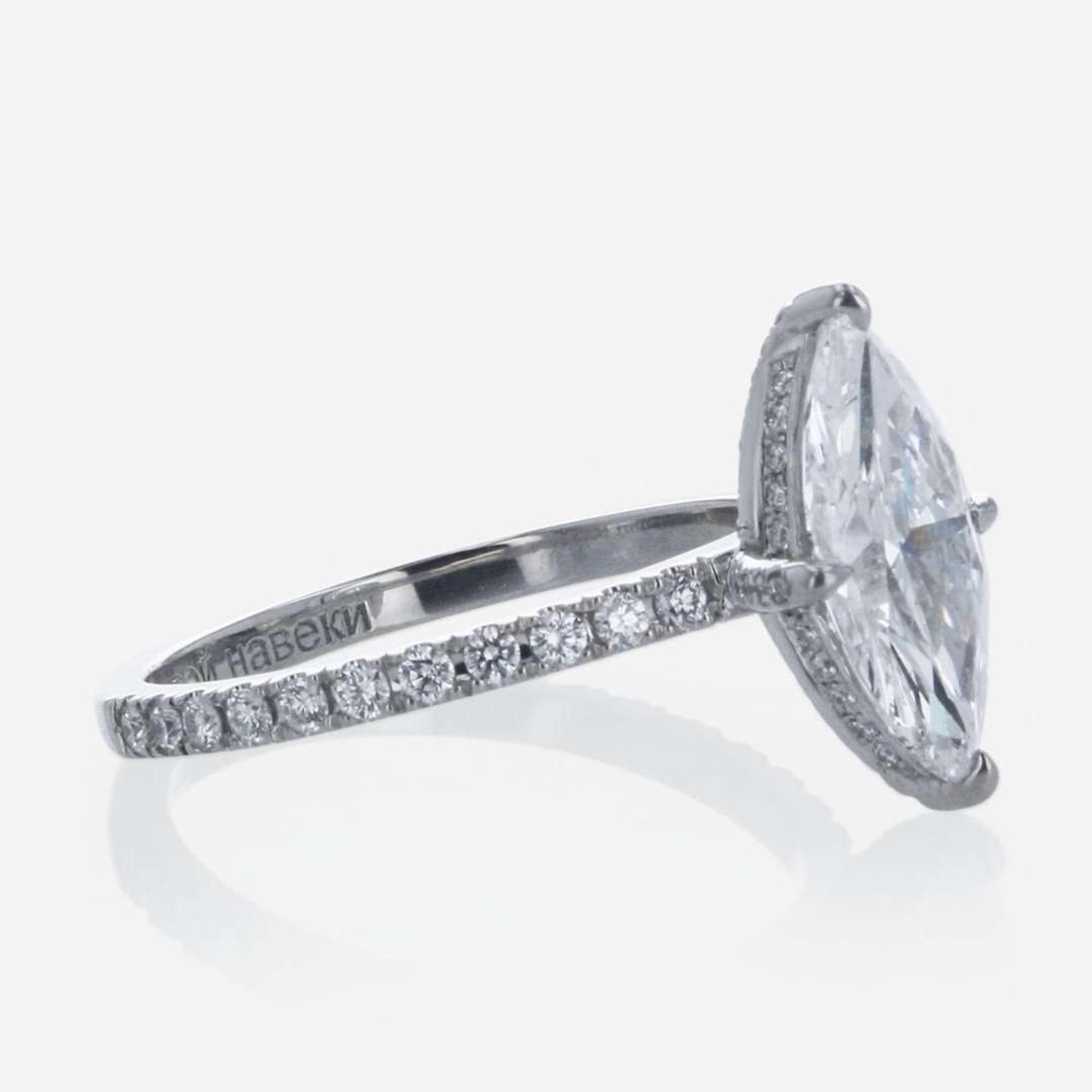 Platinum and Diamond Ring with Pavé Diamonds 1.65 Carat Marquise Diamond, GIA Certified