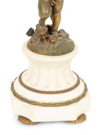 A Pair of Louis XVI Style Gilt Bronze and Marble Four-Light Candelabra