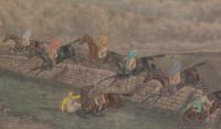 Six English Equestrian Race Prints, Height 7 3/4 x width 13 5/8 inches (visible).
