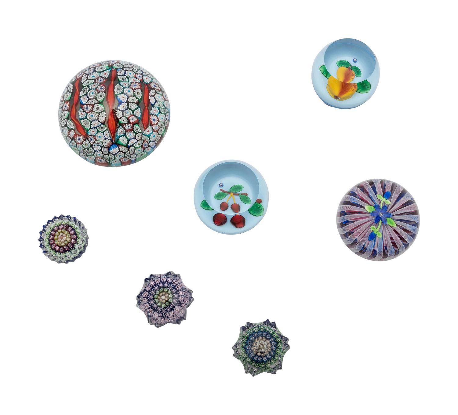 Seven Art Glass Paperweights