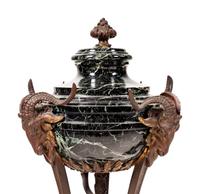 A Pair of Large Gilt Bronze and Marble Cassolettes