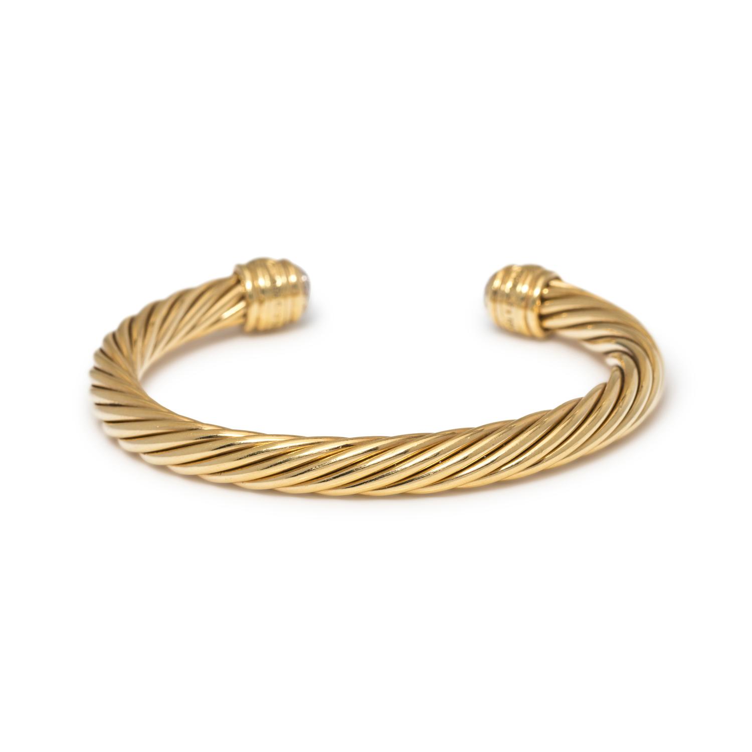 DAVID YURMAN, YELLOW GOLD AND DIAMOND 'CABLE CLASSIC' CUFF BRACELET