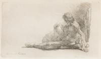 Nude Man Seated on the Ground with one Leg Extended