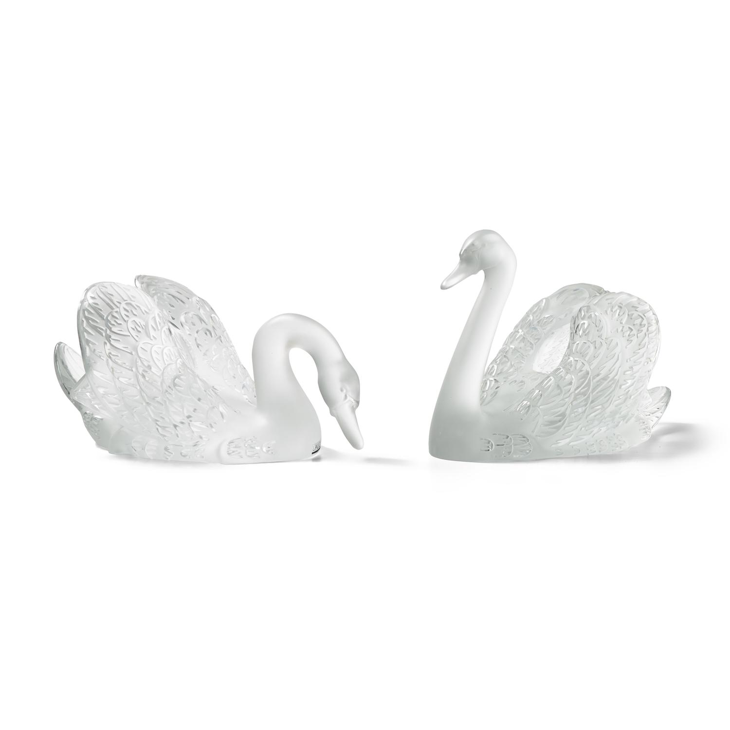 René Lalique (French, 1960–1945) — Two Cygne sculptures