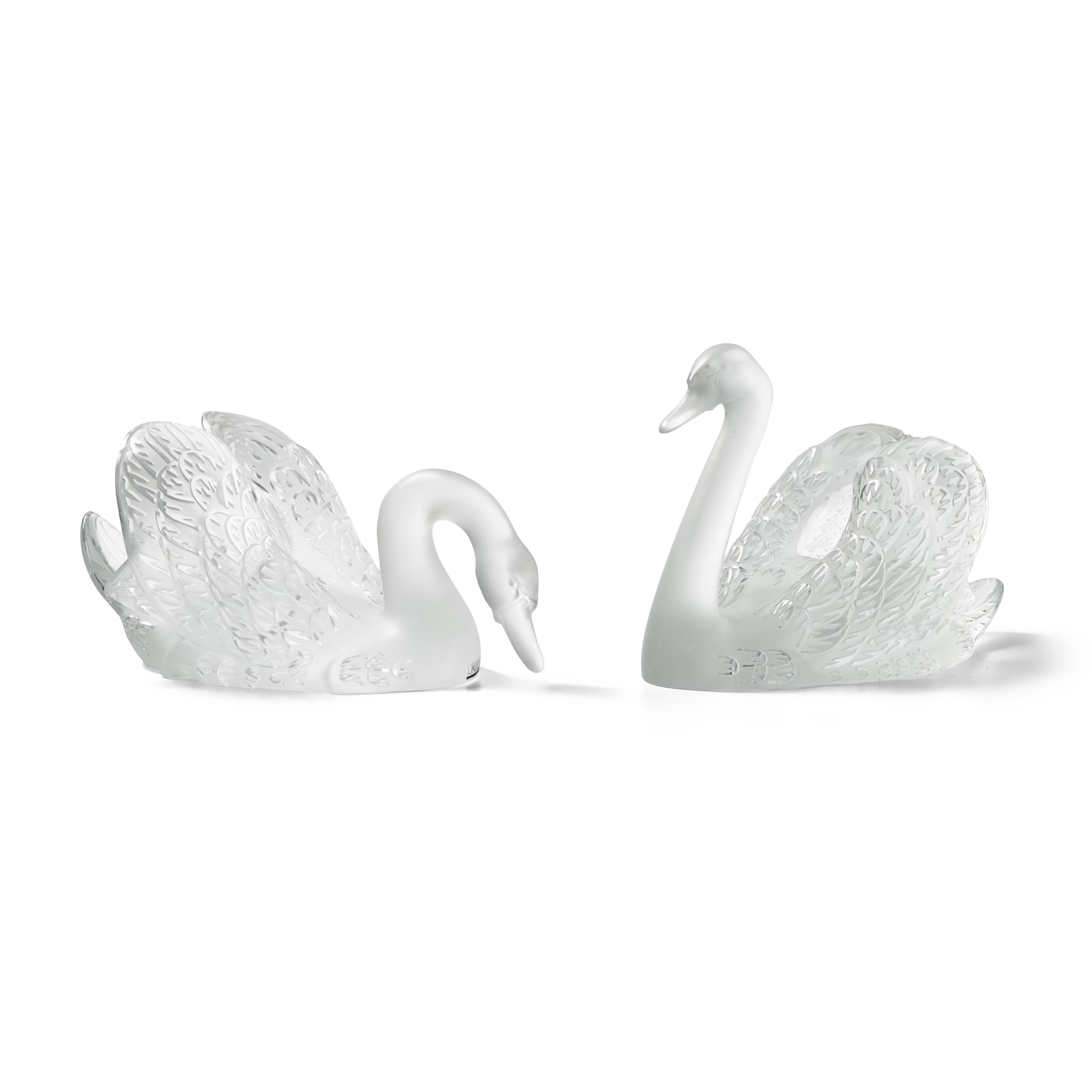 René Lalique (French, 1960–1945) — Two Cygne sculptures