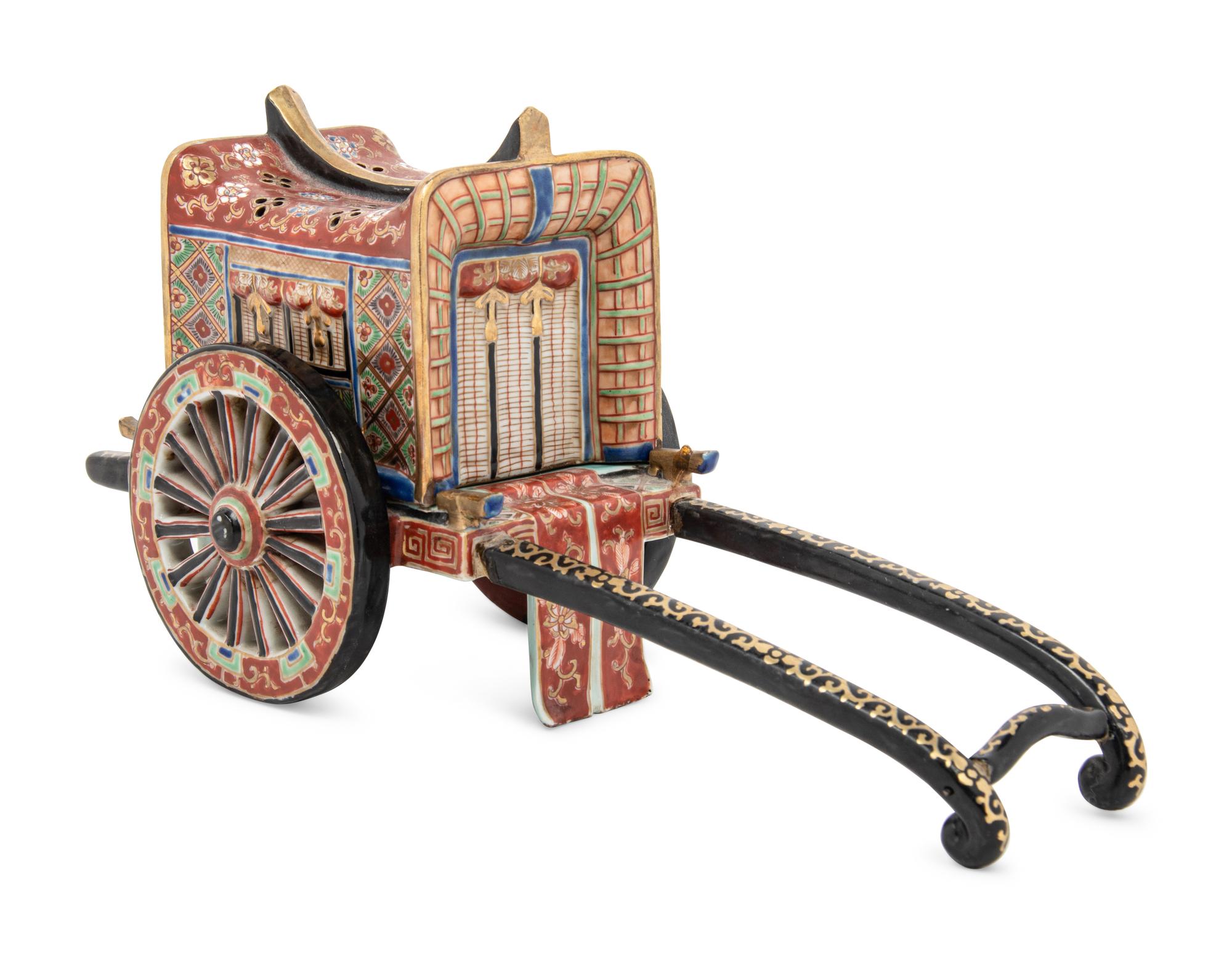 A Japanese Kutani Porcelain Cart