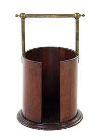 An English Brass Mounted Mahogany Plate Bucket Height 22 7/8 inches. — 19TH CENTURY