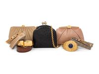 Seven Judith Leiber Items: Three Exotic Skin Bags, Four Belts, 1980-90s
