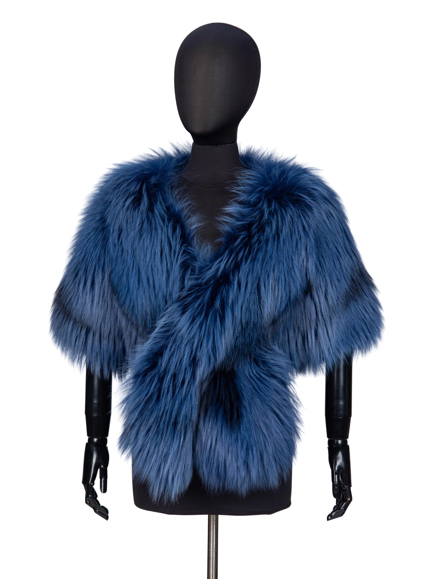 DENNIS BASSO, BLUE FOX FUR BOLERO JACKET