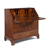 A George I Burl Walnut Slant-Front Bureau