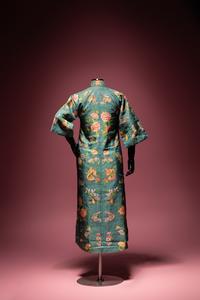 A Jade Green Ground Kesi Silk Lady's Robe, Cheongsam