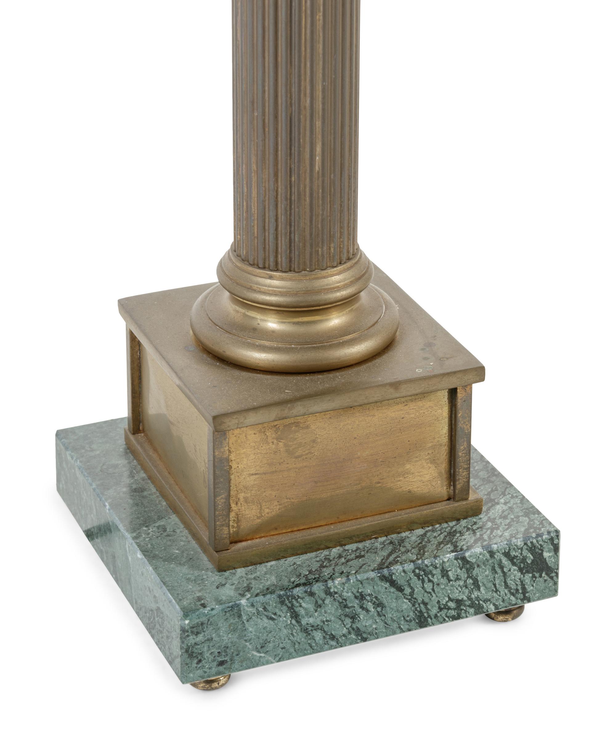 A Pair of Gilt Metal Columnar Lamps