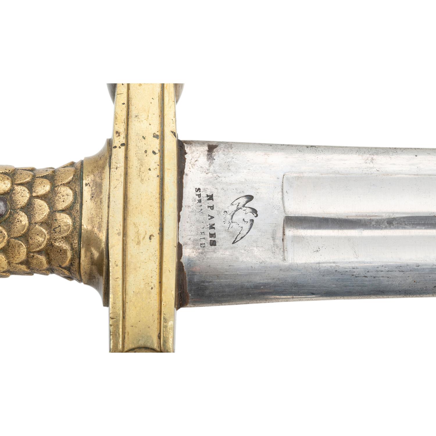 Ames Model 1832 Heavy Artillery Saber & Scabbard With Buff Belt Dated 1843