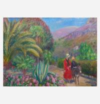 William Glackens (American, 1870-1938) Afternoon in Provence (Woman and Child on Donkey)