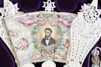 [LINCOLN MOURNING]. A unique Lincoln mourning fan produced for display at the 1867 Paris Exposition. Habana/Paris: Designed by August E. A. Luce for Bartolomé Crespo De Borbon, 1866.