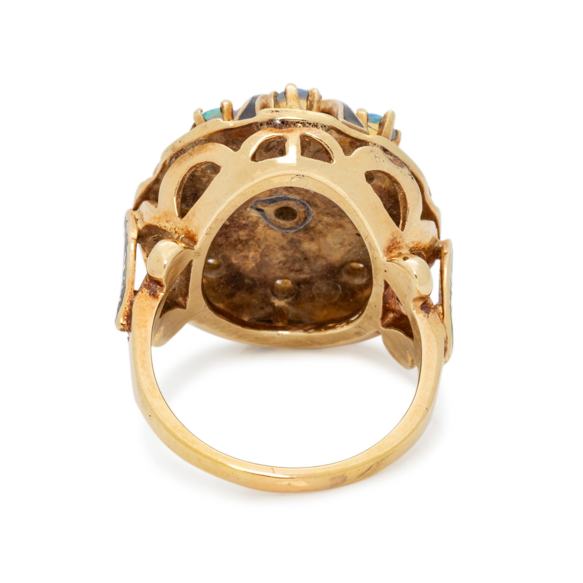 DIAMOND, OPAL AND ENAMEL RING