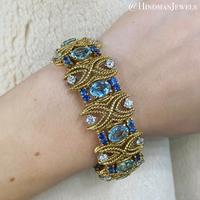 AQUAMARINE, DIAMOND AND SAPPHIRE BRACELET