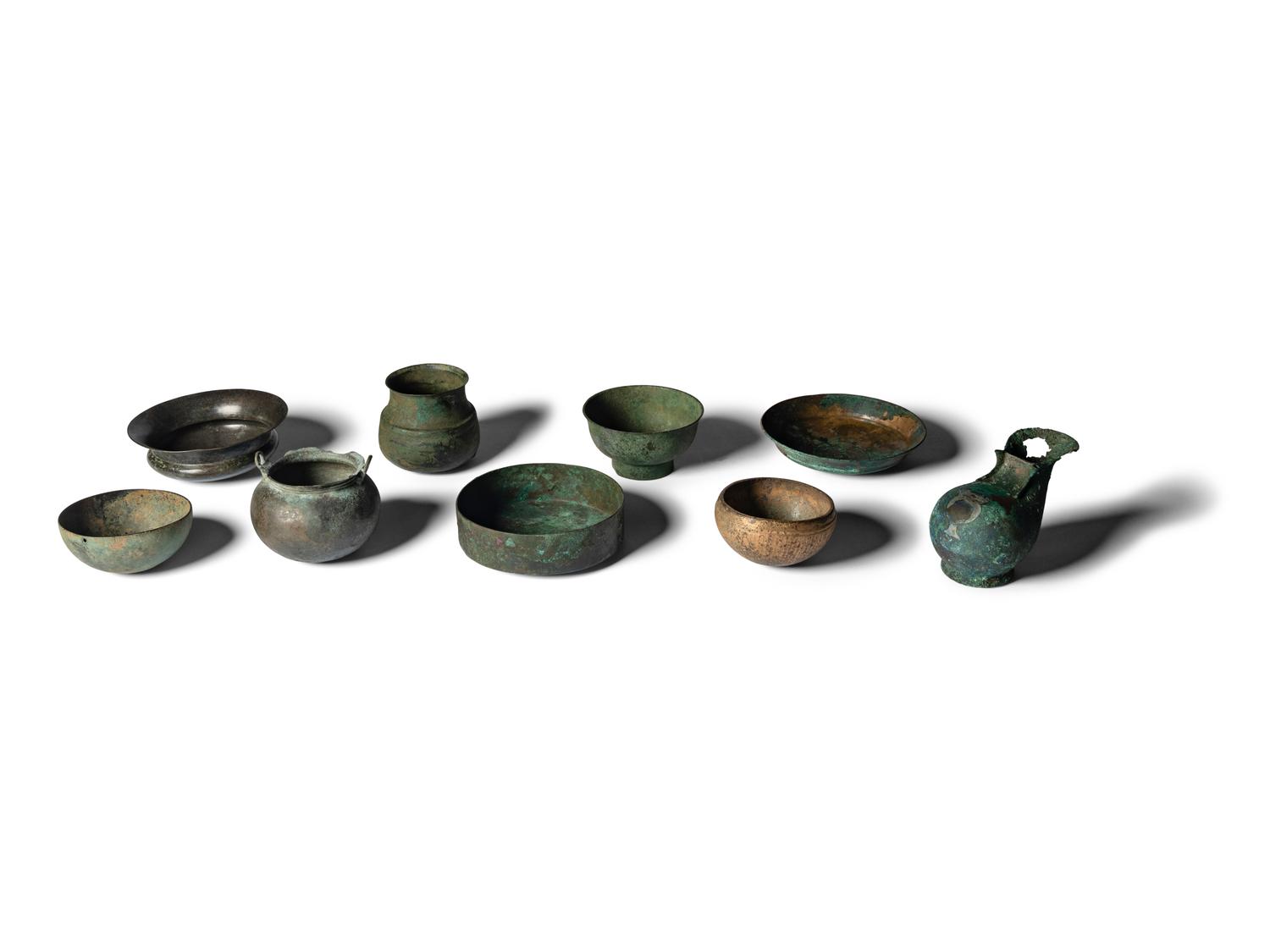 Nine Greco-Roman Bronze Vessels