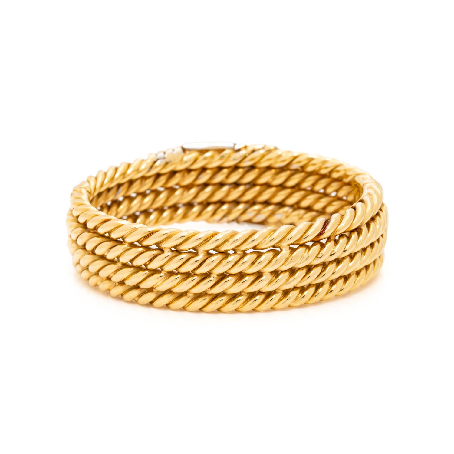 BICOLOR GOLD AND DIAMOND BANGLE BRACELET