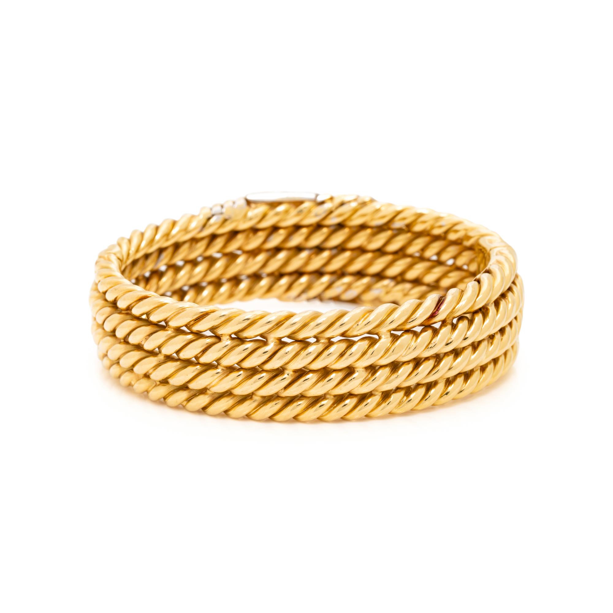 BICOLOR GOLD AND DIAMOND BANGLE BRACELET