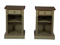A Pair of Green Painted Pedestal Side Tables