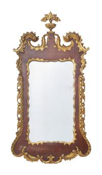 A Chippendale Parcel-Gilt And Mahogany-Veneered Looking Glass