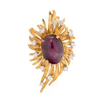 STAR RUBY AND DIAMOND PENDANT/BROOCH
