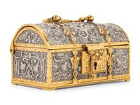 A German Baroque Style Gilt and Silvered Metal Table Casket