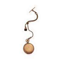 GOLD-FILLED HUNTER CASE POCKET WATCH AND FOB CHAIN