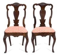 A Pair of Chippendale Style Mahogany Side Chairs Height 39 inches. — 19TH CENTURY