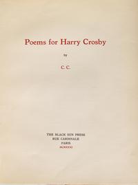 [Black Sun Press] Crosby, Caresse. Poems for Harry Crosby