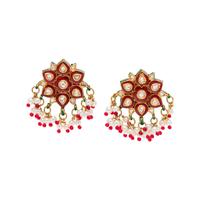 KUNDAN, DIAMOND, ENAMEL AND CULTURED PEARL EARCLIPS