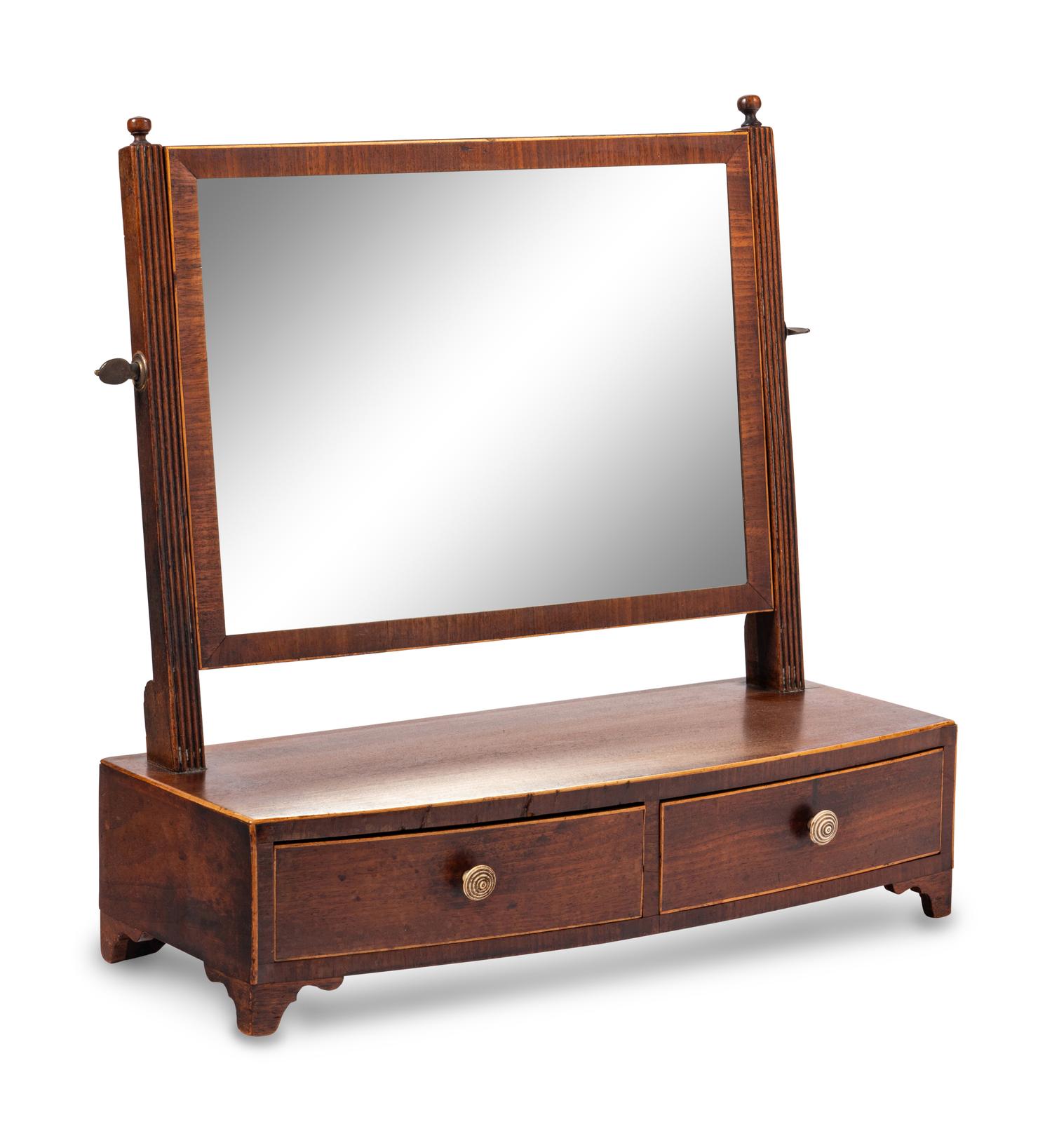 A George III Satinwood-Strung Mahogany Dressing Mirror