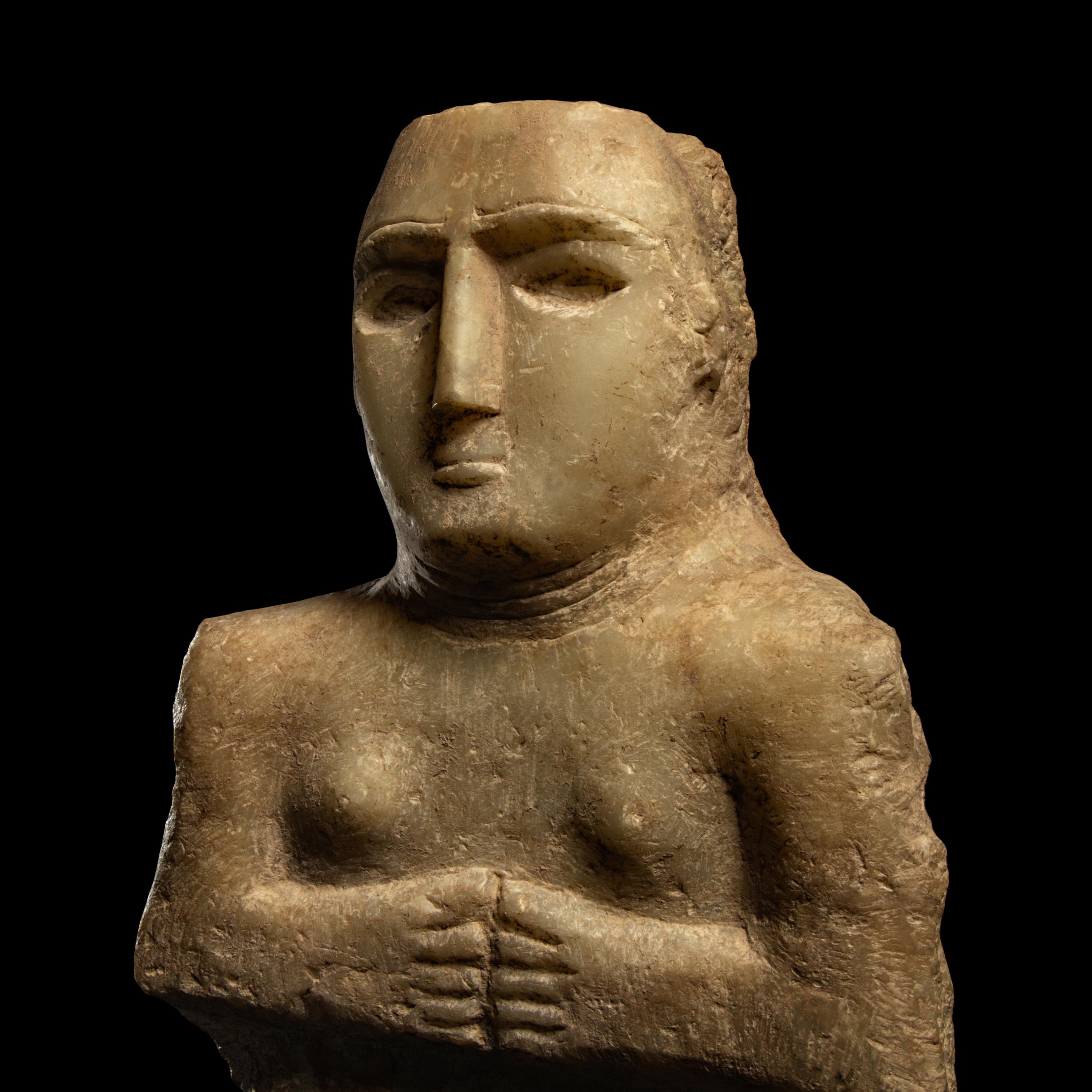 A South Arabian Alabaster Bust of a Woman