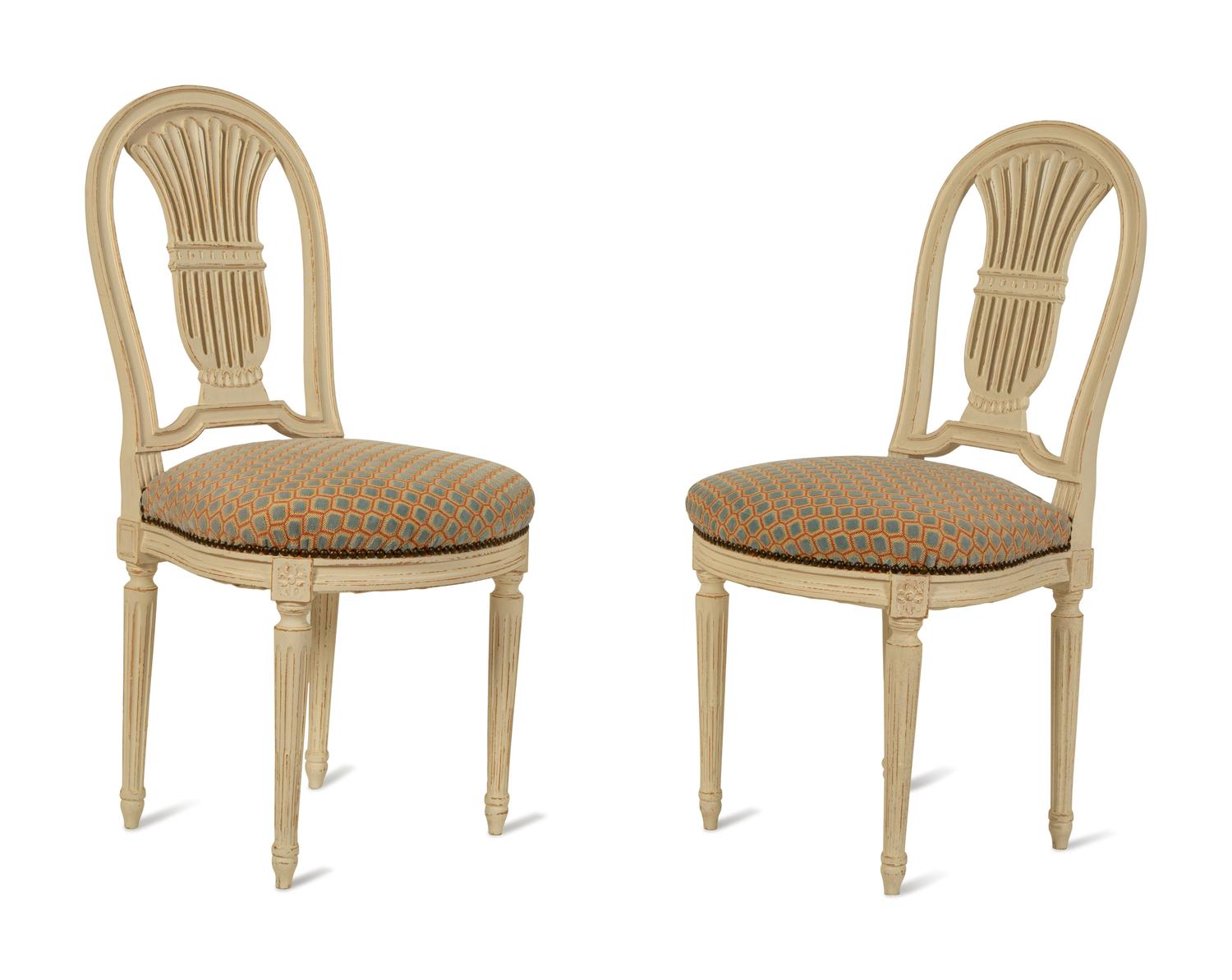 A Set of Eight Louis XVI Style Painted Mongolfiere Chairs — 20TH CENTURY