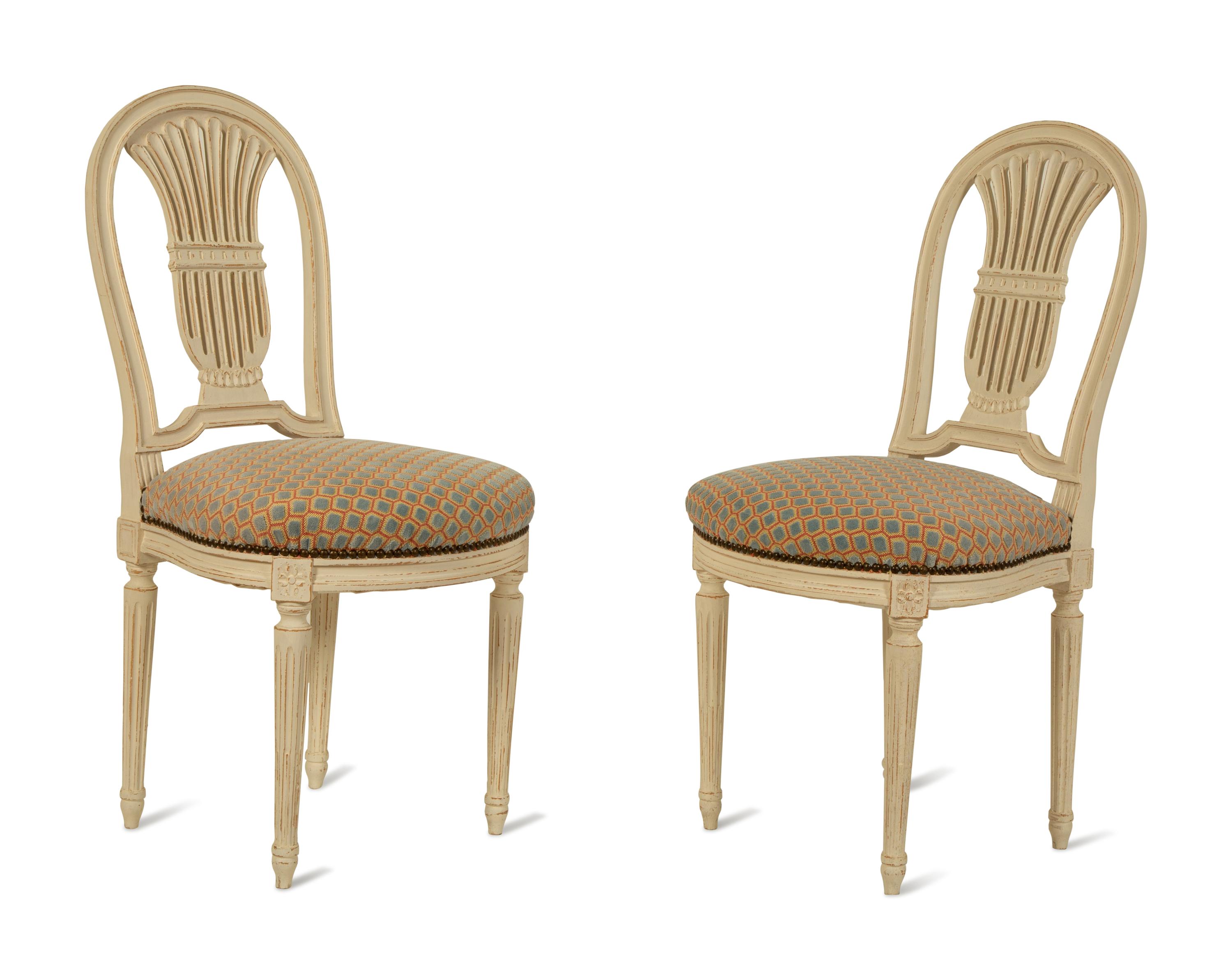 A Set of Eight Louis XVI Style Painted Mongolfiere Chairs — 20TH CENTURY