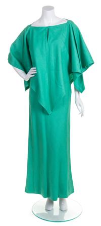 A Pauline Trigere Green Linen Dress Ensemble, Size 10.