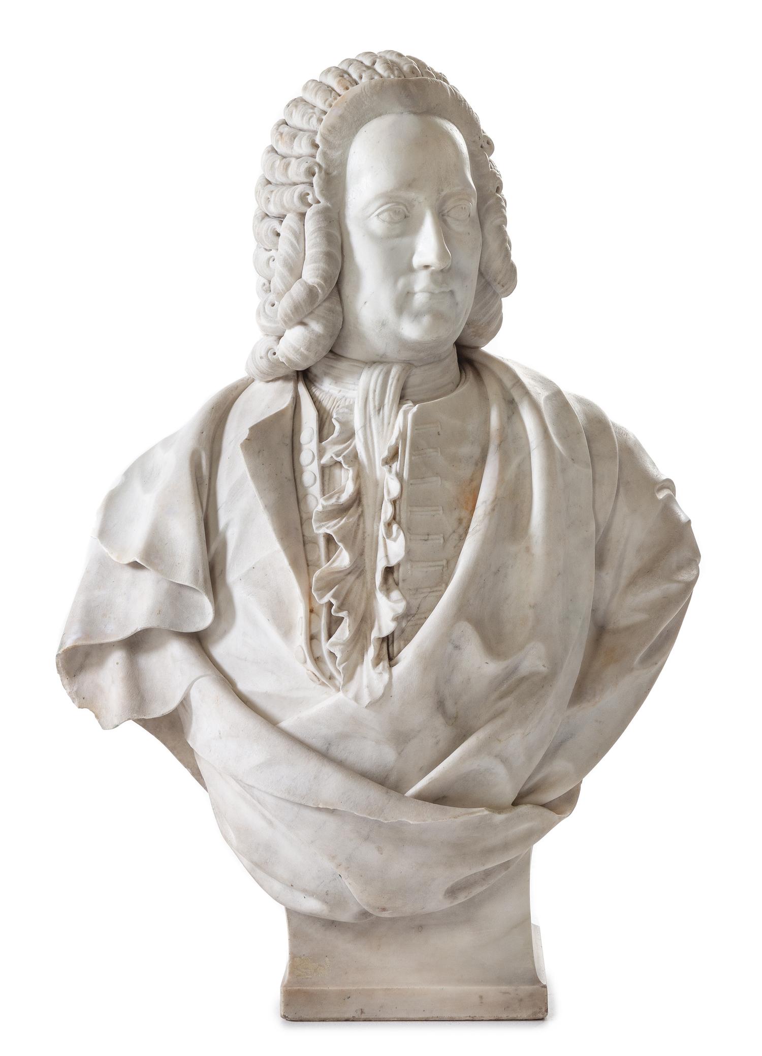 An English Marble Bust Height 30 1/2 inches. — 19TH CENTURY