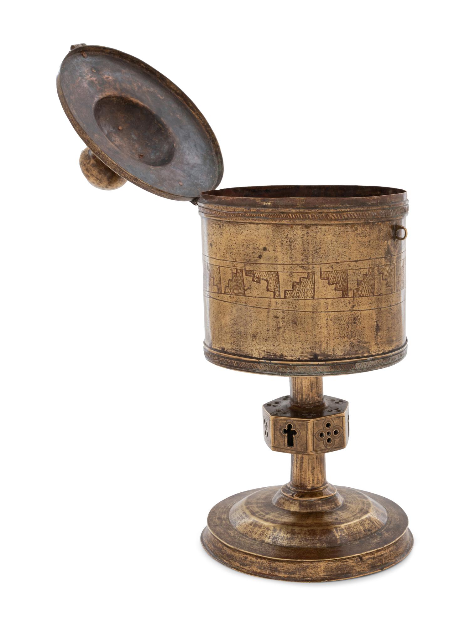 A Gothic Engraved Copper Ciborium