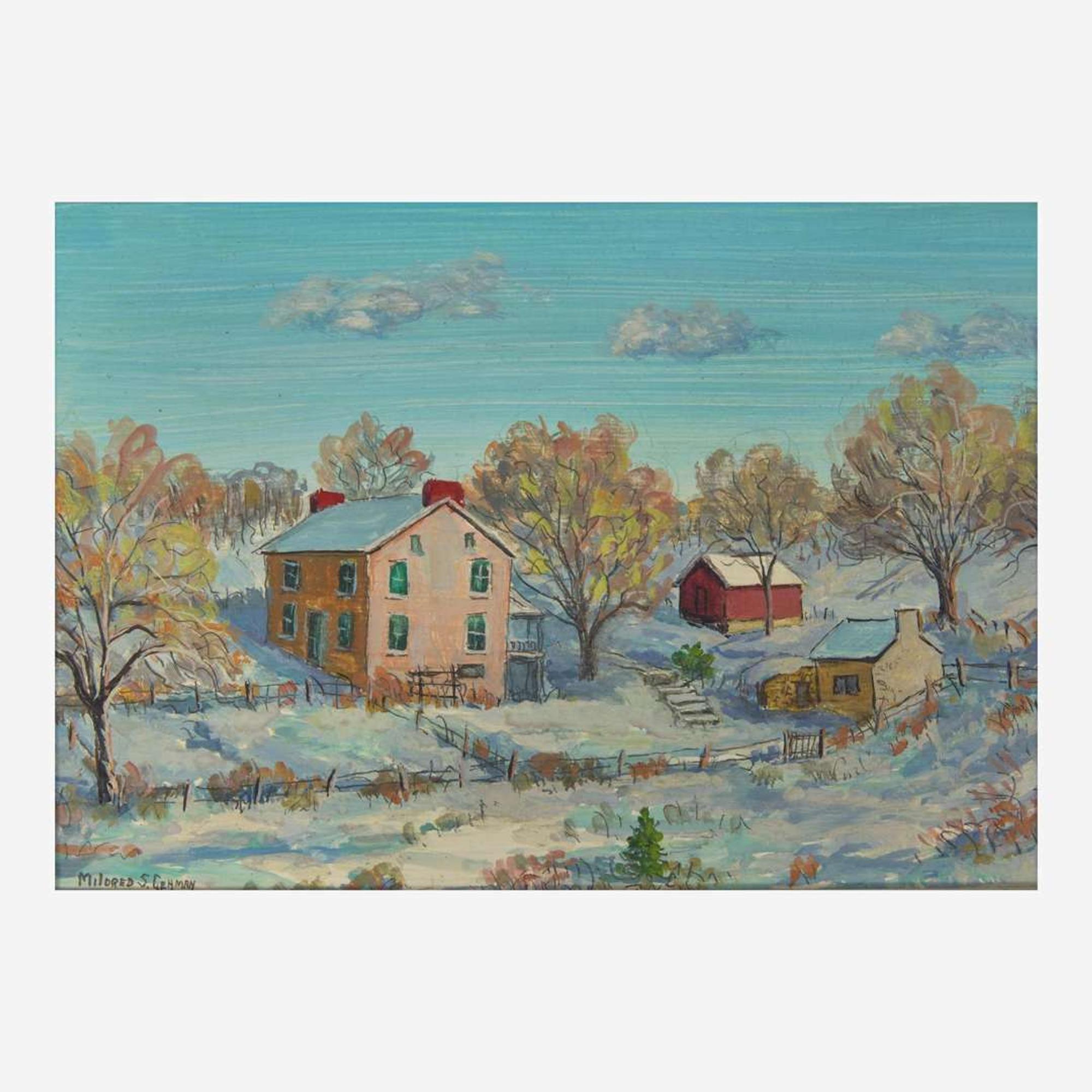 Mildred S. Gehman (American, 1908-2006) Winter Village; together with Winter Farm