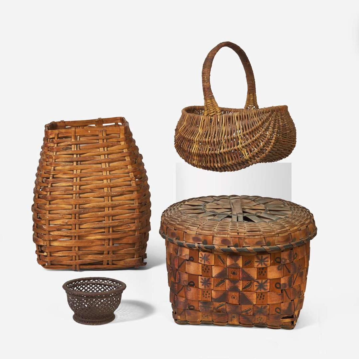A group of four assorted baskets; 19th and early 20th century