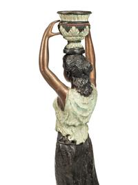 A Pair of Large Polychrome Bronze Figural Jardinières