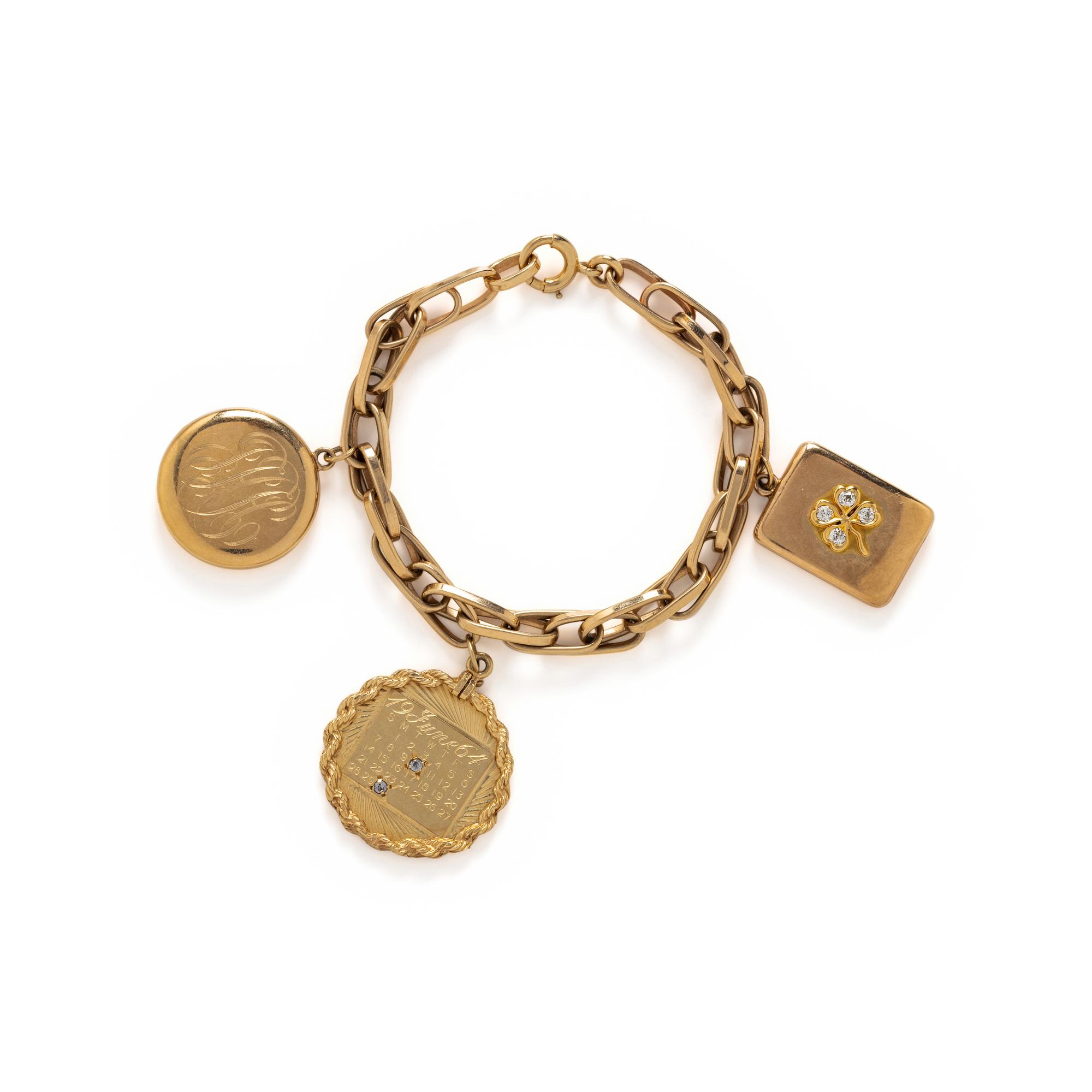 YELLOW GOLD CHARM BRACELET