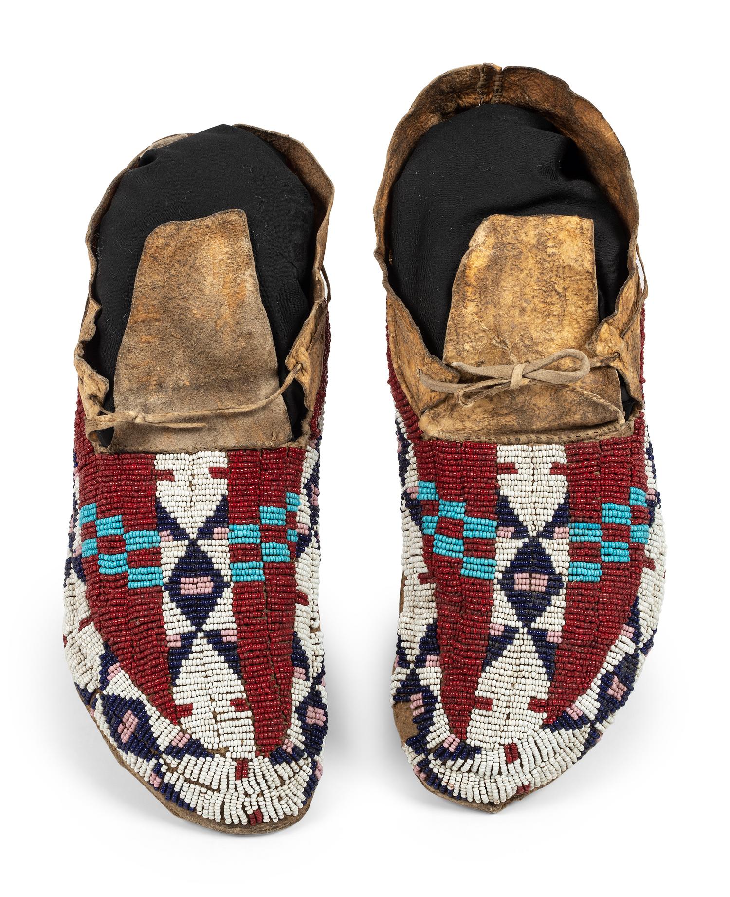 Northern Plains Beaded Hide Moccasins