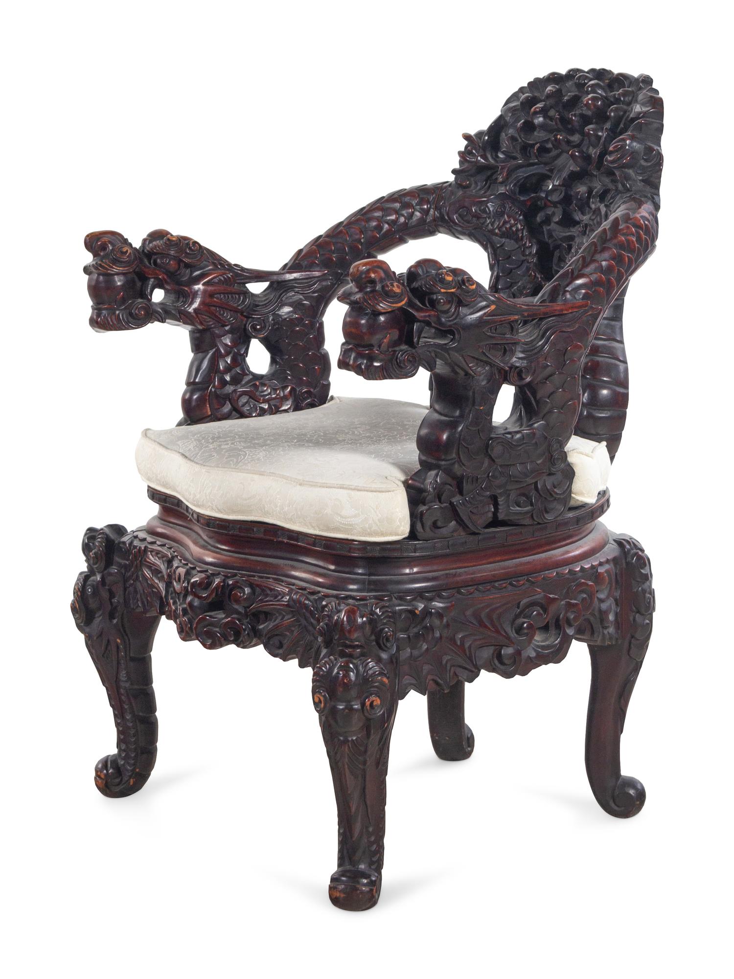 A Japanese Hardwood ‘Dragon’ Armchair