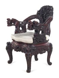 A Japanese Hardwood ‘Dragon’ Armchair